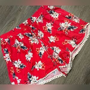 Hollister California Pull On Hawaiian Floral Print Shorts Sz S